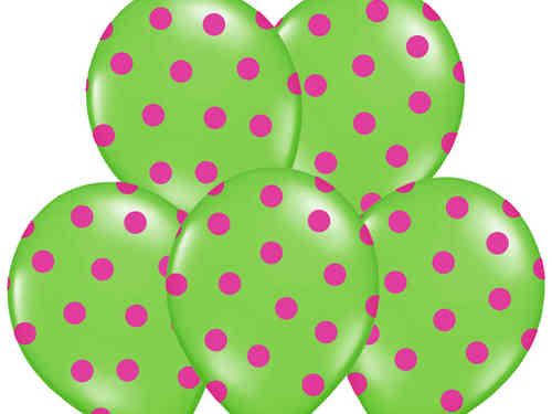Punkte grün/pink (6 Stück)
