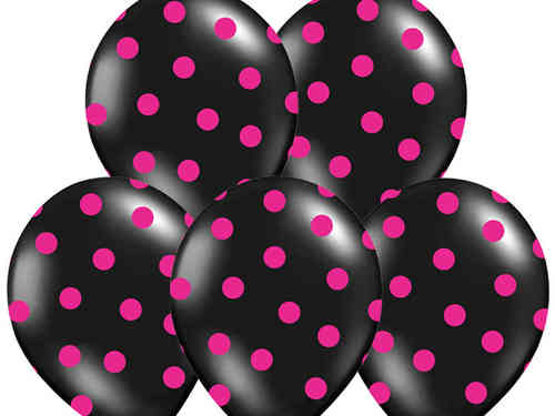 Punkte schwarz/pink (50 Stück)